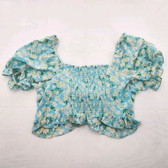 BCBGeneration Womens Size Medium Retro Daisy Garden Knot Front Crop Top - Picture 3 of 6